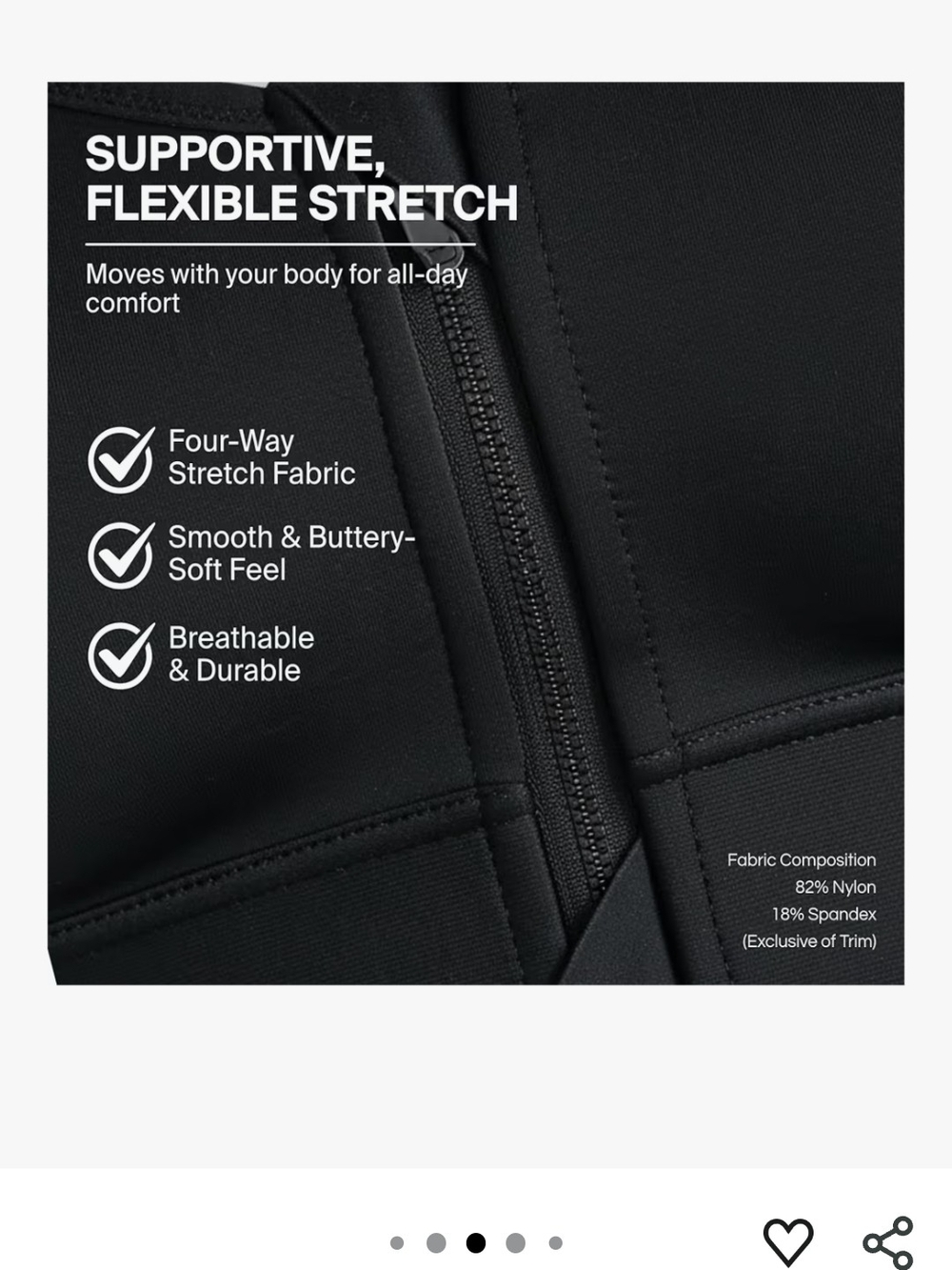 SHEFIT Flex 2 Luxe (2XL) Black Front-Zip Adjustable Straps/Waist Sports Bra - Picture 8 of 10